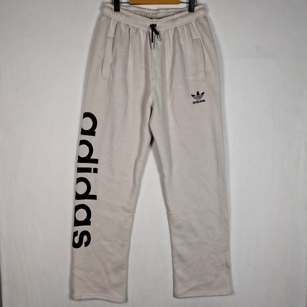 Adidas Originals Mens 3XL Beige Fleece Sweatpants Trefoil Graphic Joggers